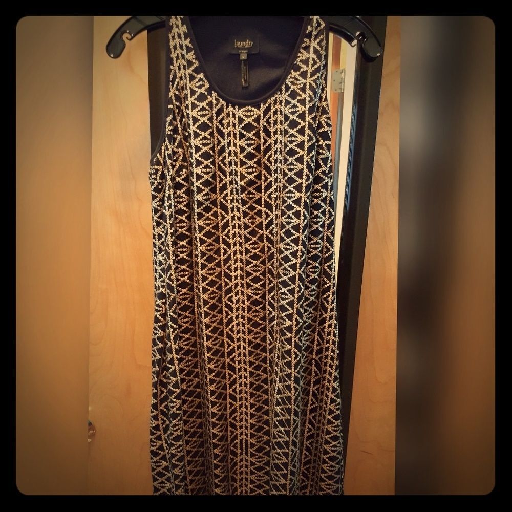 Laundry by Shelli Segal Black & Gold Sequin Cocktail Prom Dress Size Large
